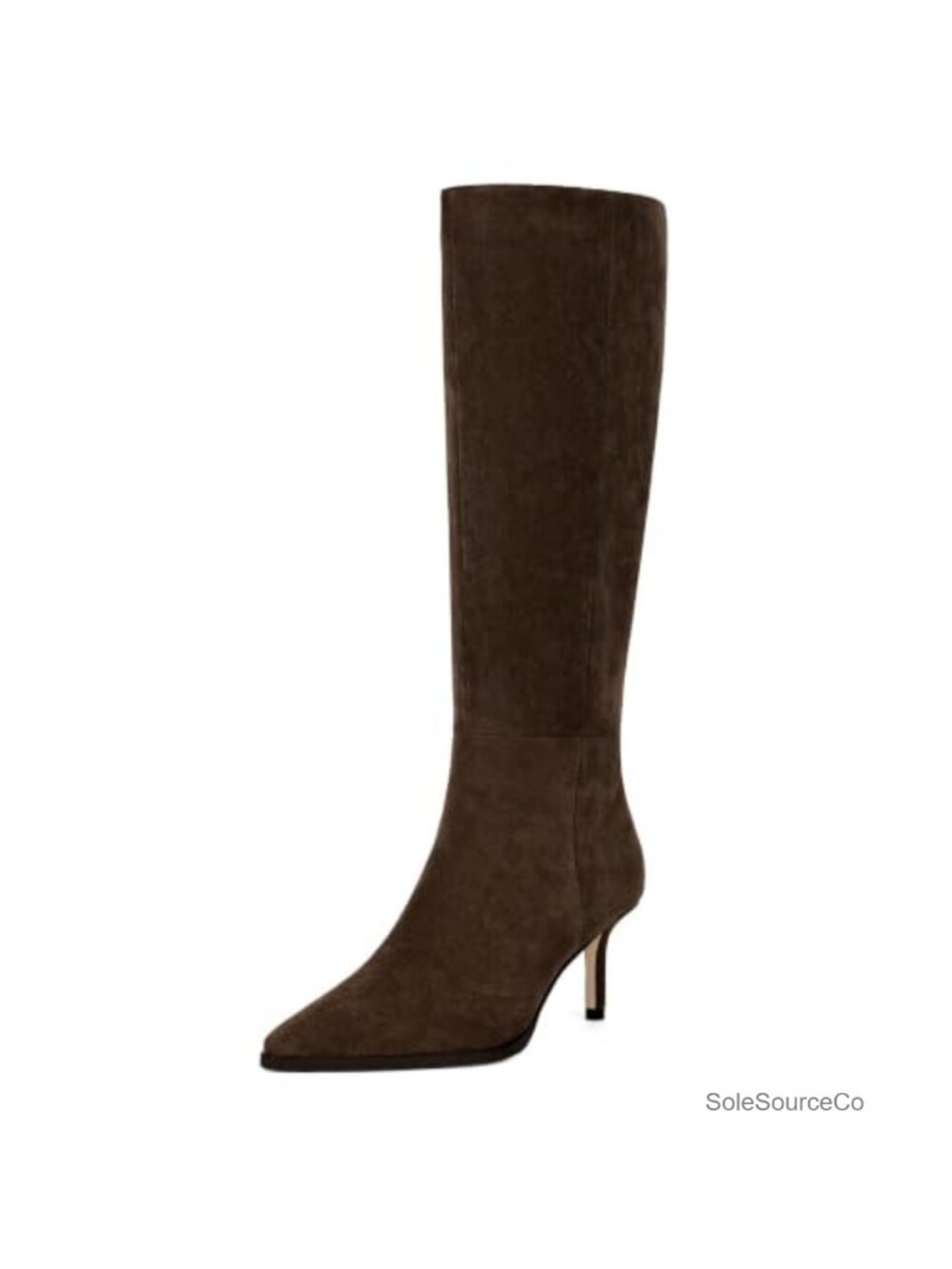 Women's Knee High Boots Pointed Toe Stiletto Heel Faux Suede Side Zip